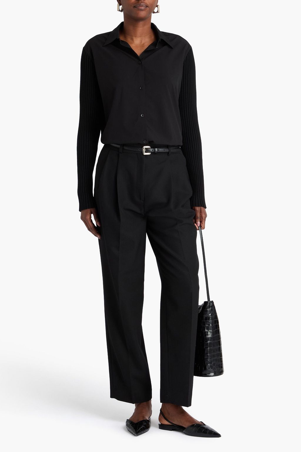 TOTEME Lyocell-blend poplin and wool-blend shirt