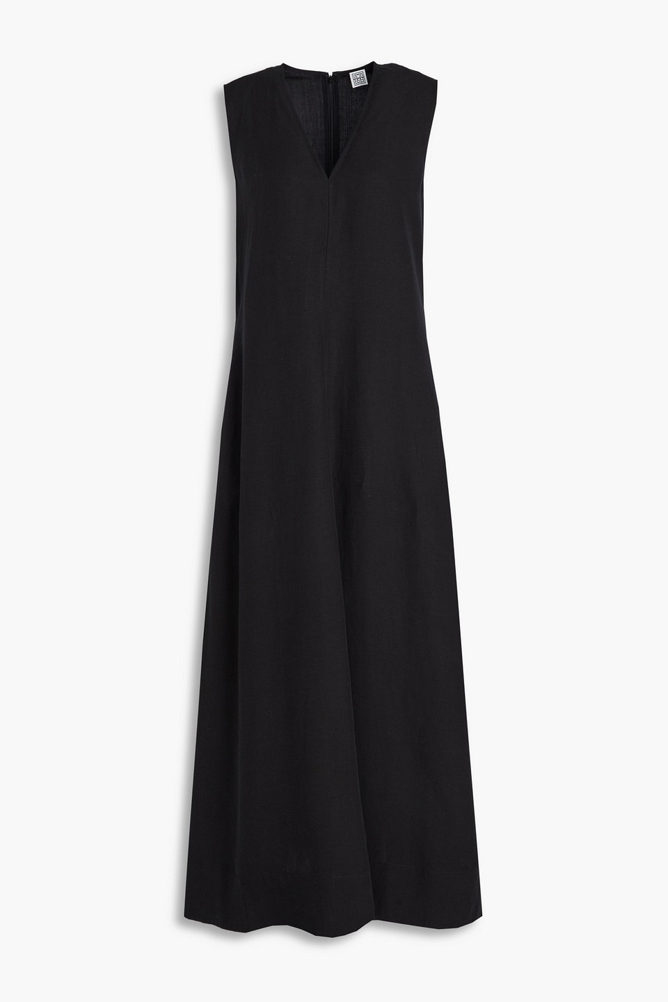 Totême Midikleid Aus Einer Lyocell-leinenmischung In Black