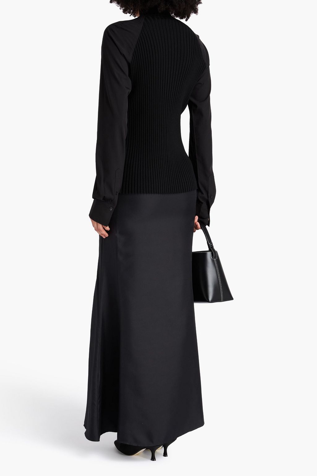TOTEME Poplin-paneled wool-blend turtleneck top