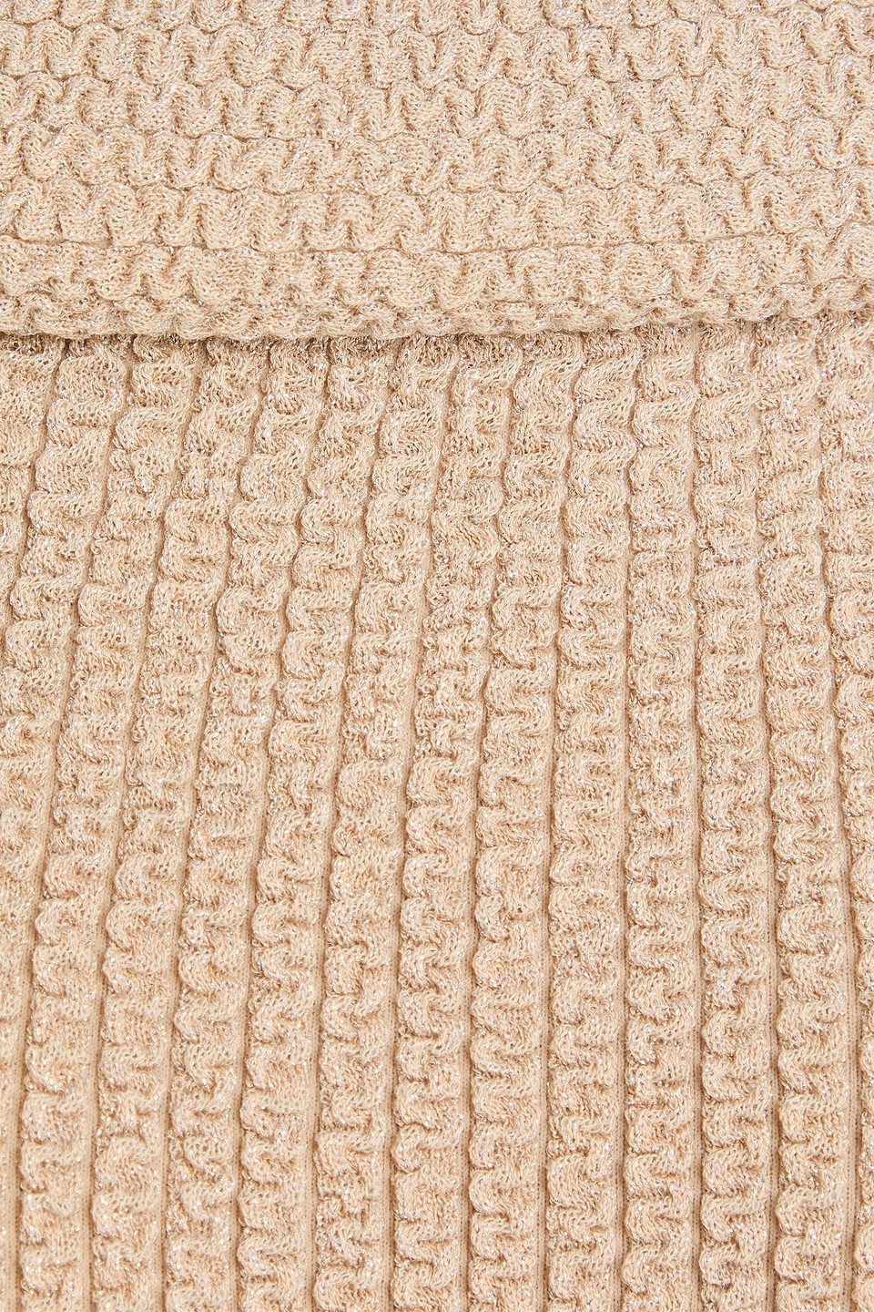 Totême Off-the-shoulder Metallic Textured-knit Maxi Dress In Sand