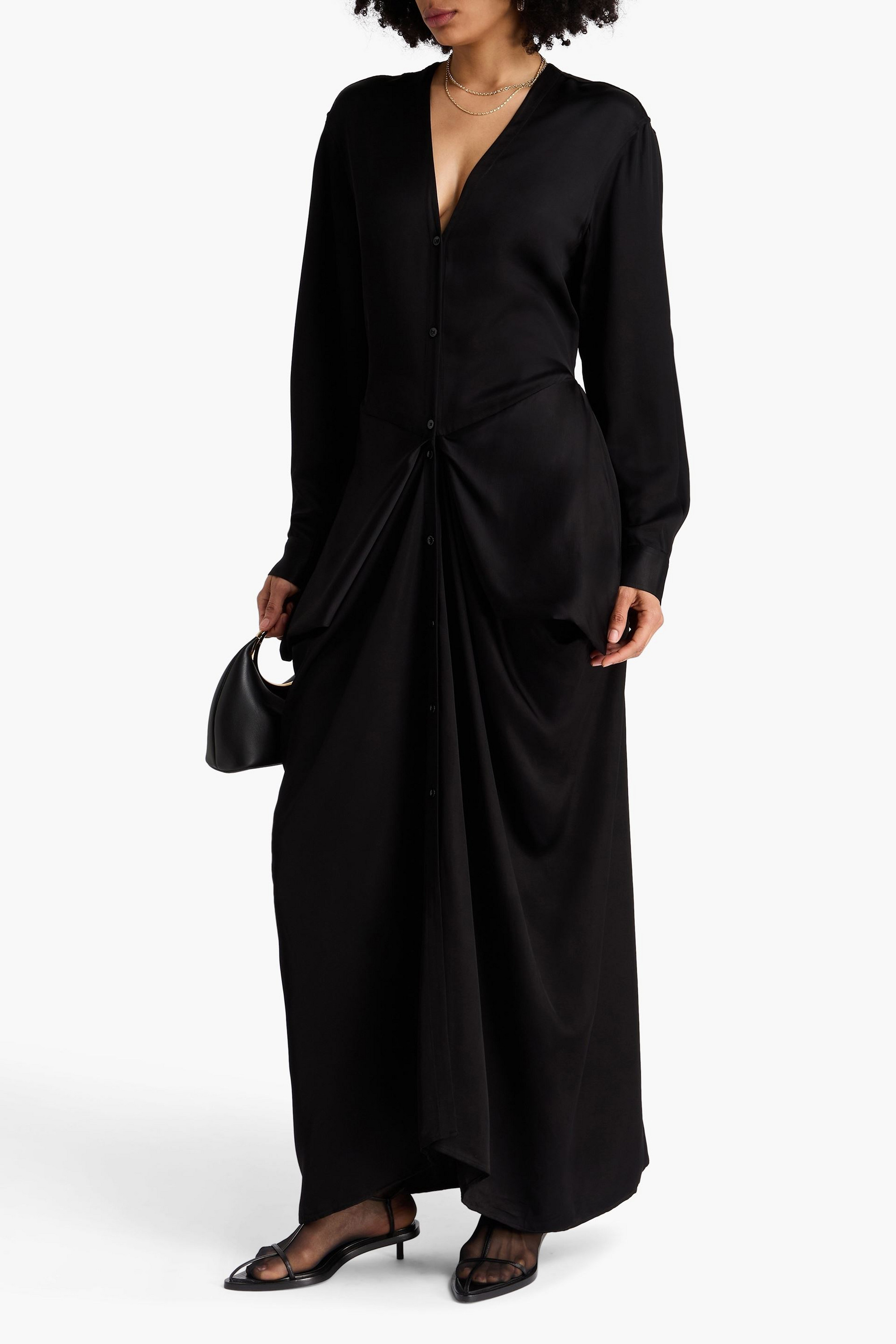 TOTEME Gathered satin maxi dress