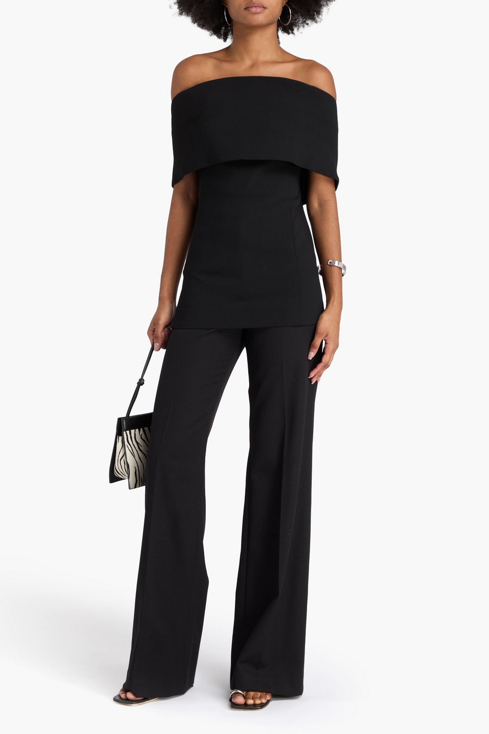 Totême Off-the-shoulder Crepe Top In Black