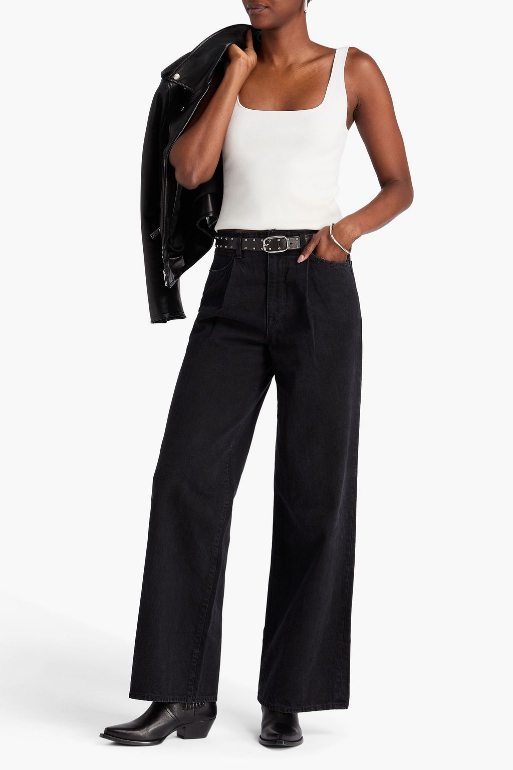 SLVRLAKE Taylor hoch sitzende Jeans mit weitem Bein und Fransen