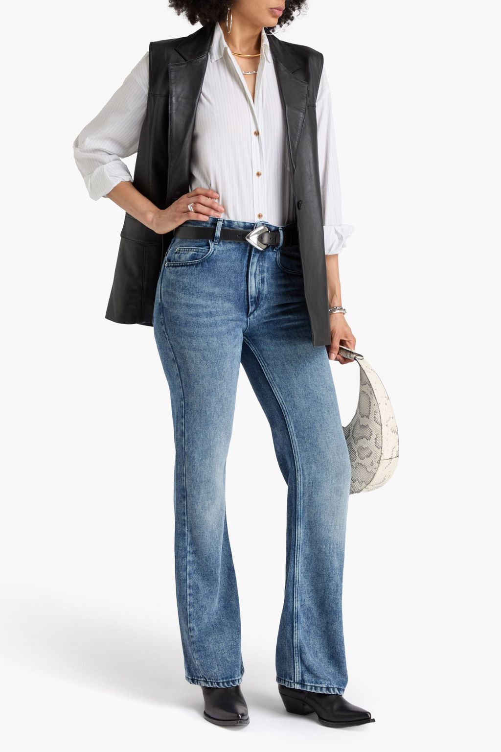 ISABEL MARANT ハイライズ フレアジーンズ 色あせ加工