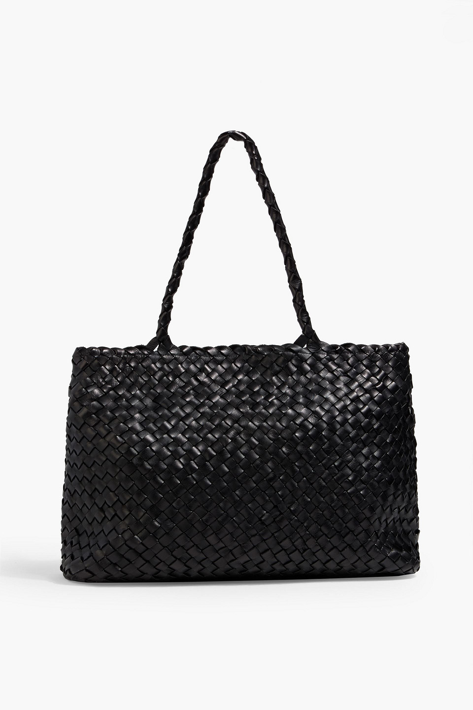 Dragon Diffusion Vintage Mesh Woven Leather Tote In Black