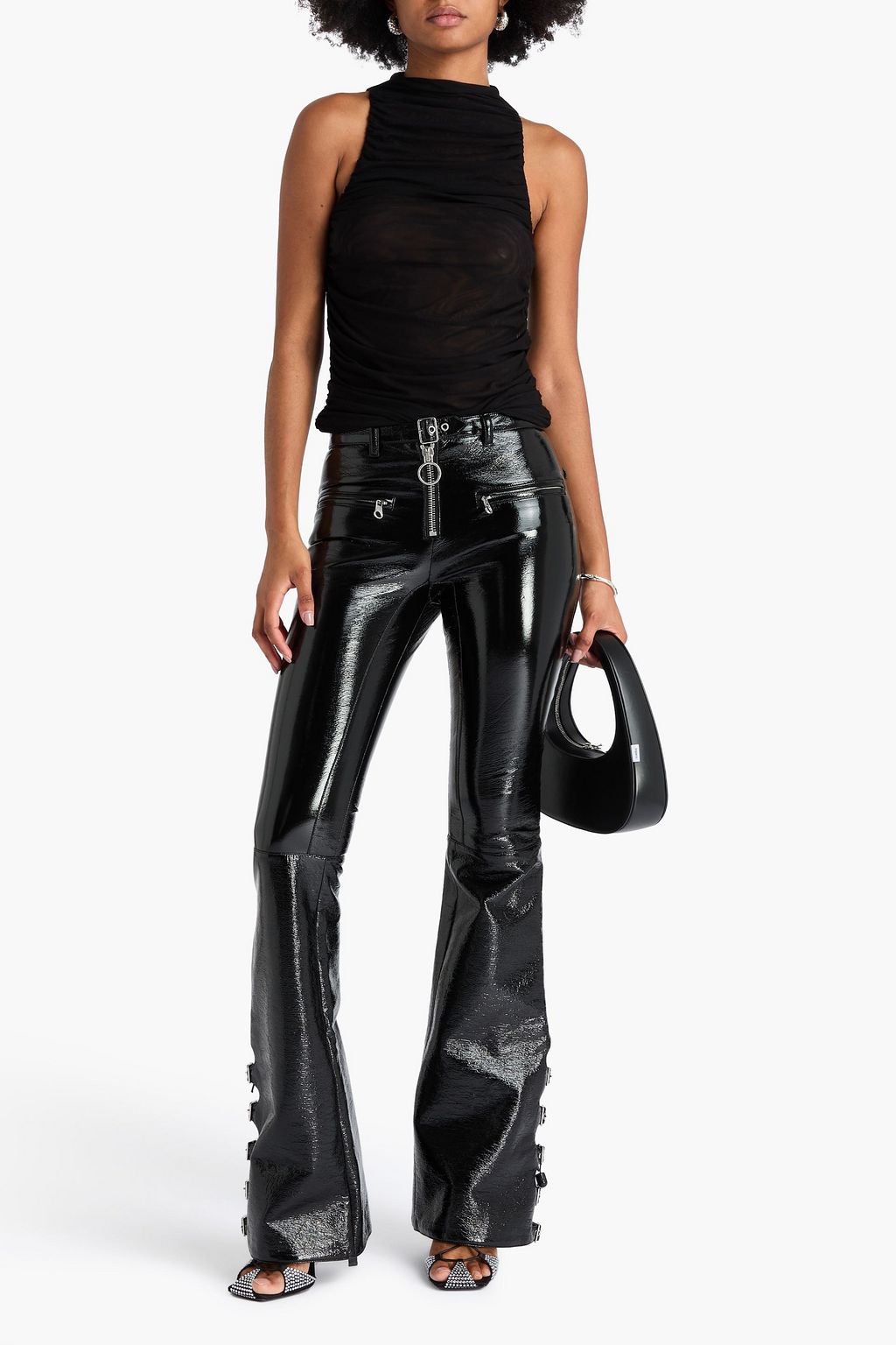 COURRÈGES Buckled cotton-blend bootcut pants