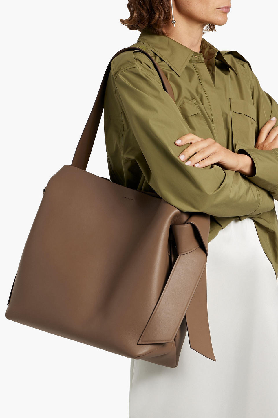 Acne Studios Musubi Midi Leather Shoulder Bag In Brown