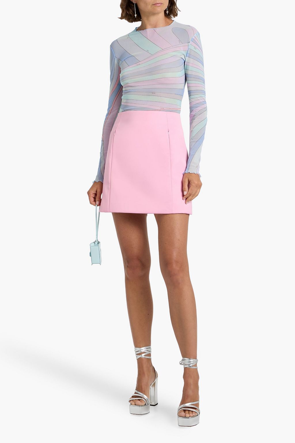PUCCI Printed stretch-mesh top