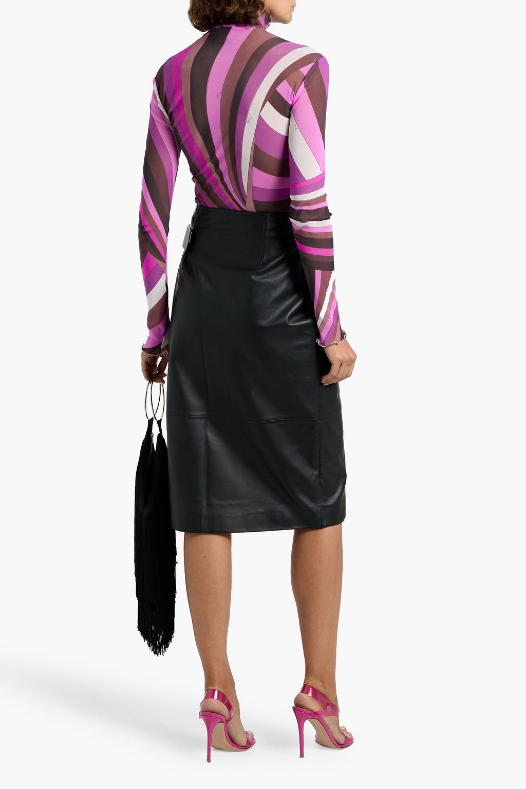 PUCCI Printed stretch-mesh turtleneck top