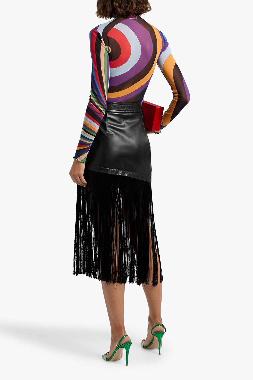 PUCCI Printed stretch-mesh turtleneck top