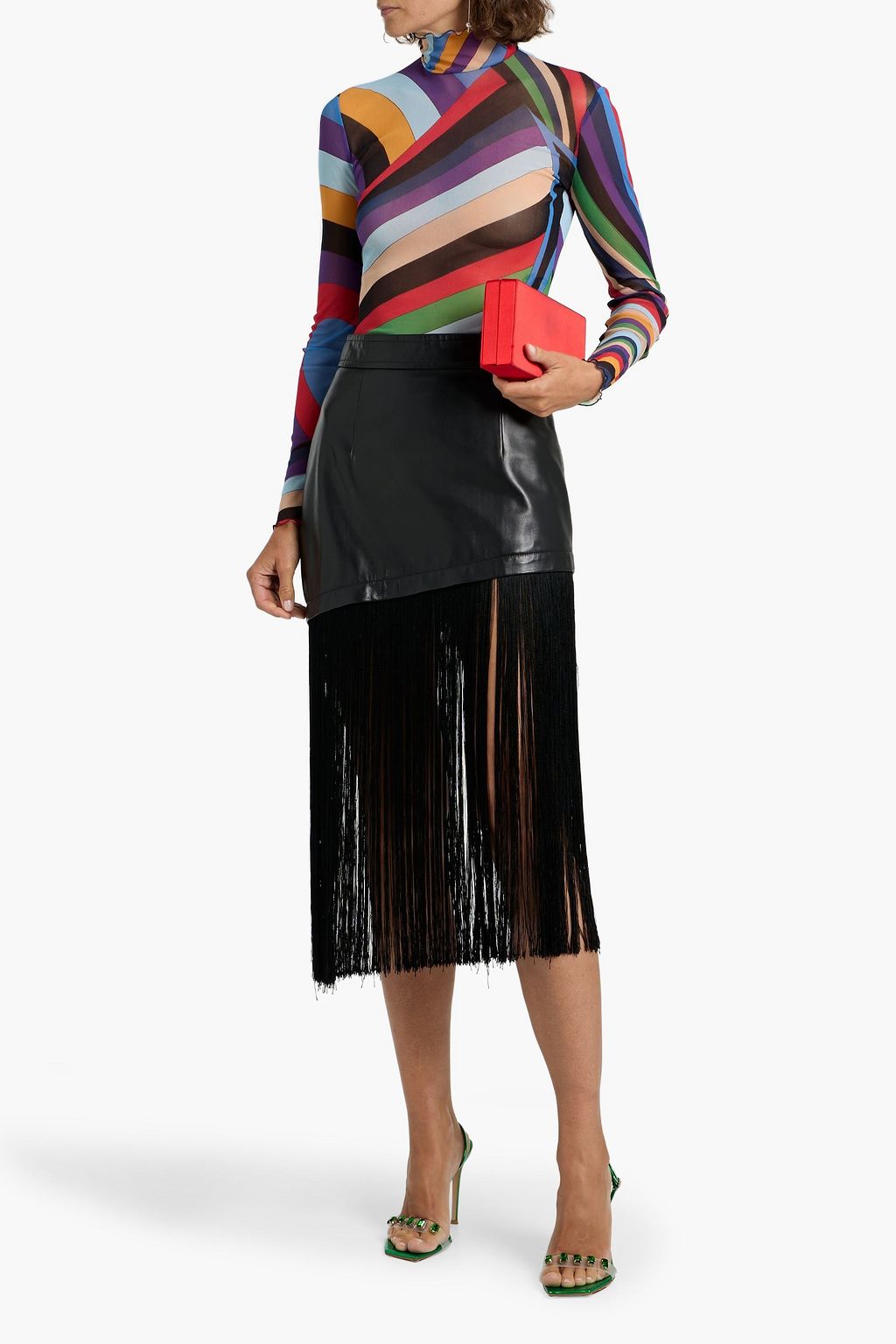 PUCCI Printed stretch-mesh turtleneck top