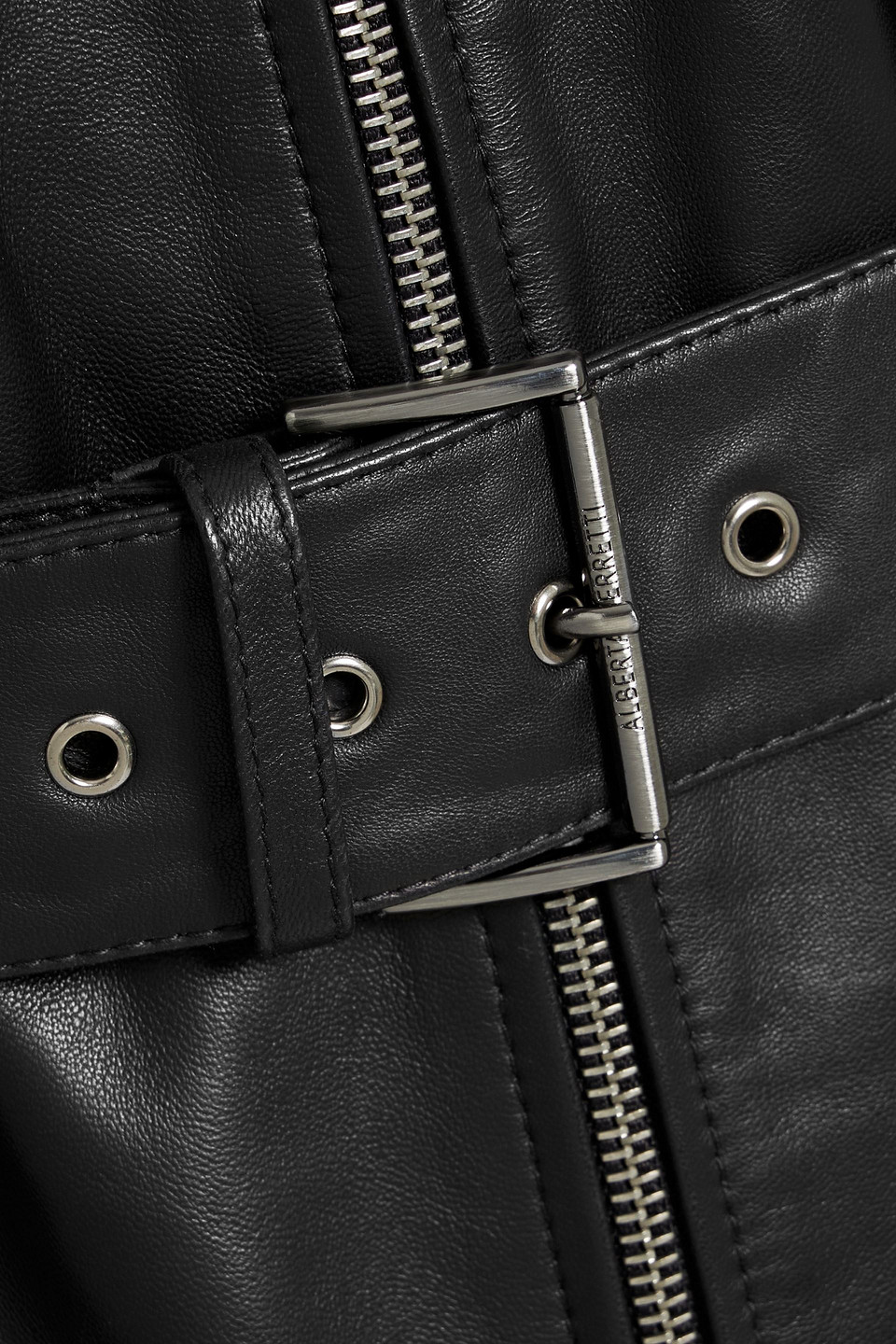 Alberta Ferretti Belted Leather Jacket In Black