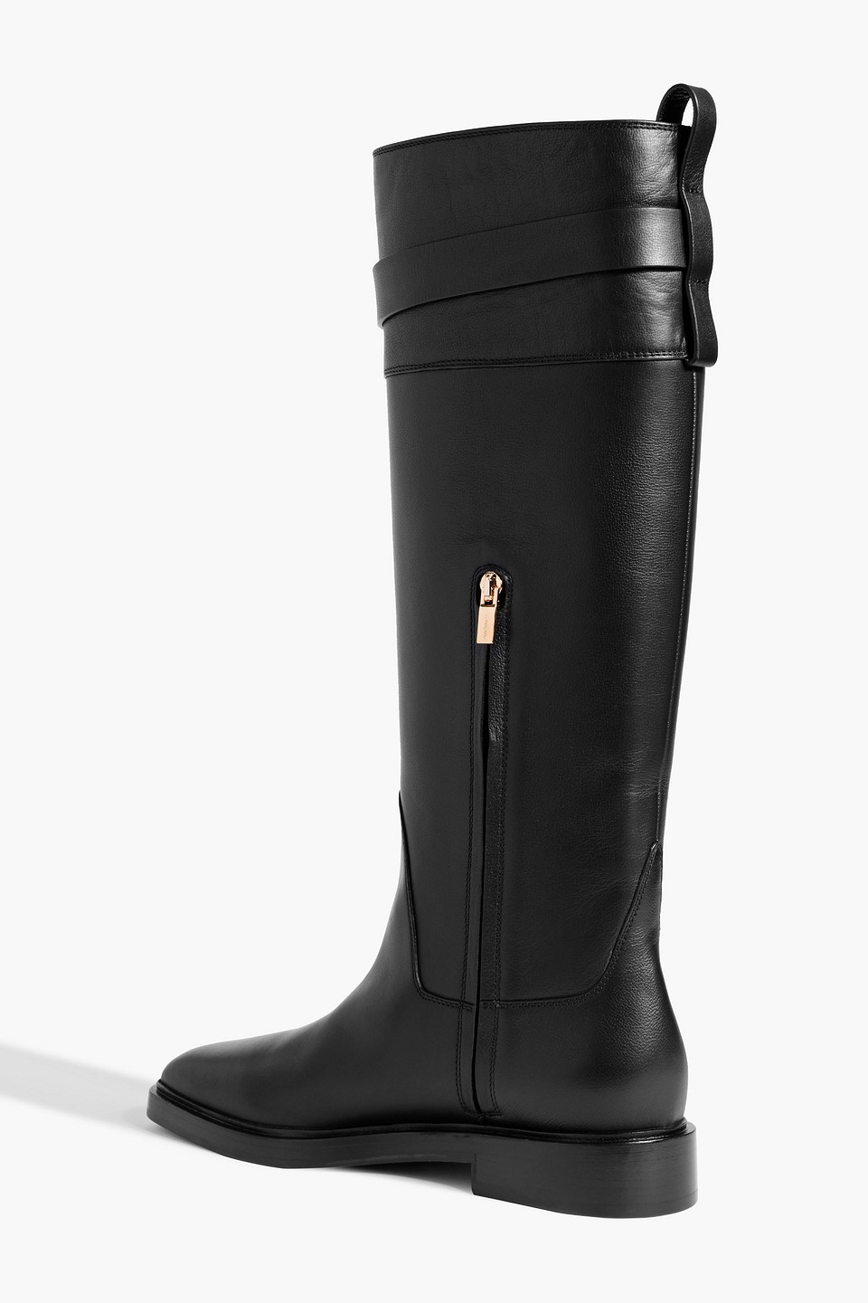 Ferragamo Roly Buckled Leather Knee Boots In Black