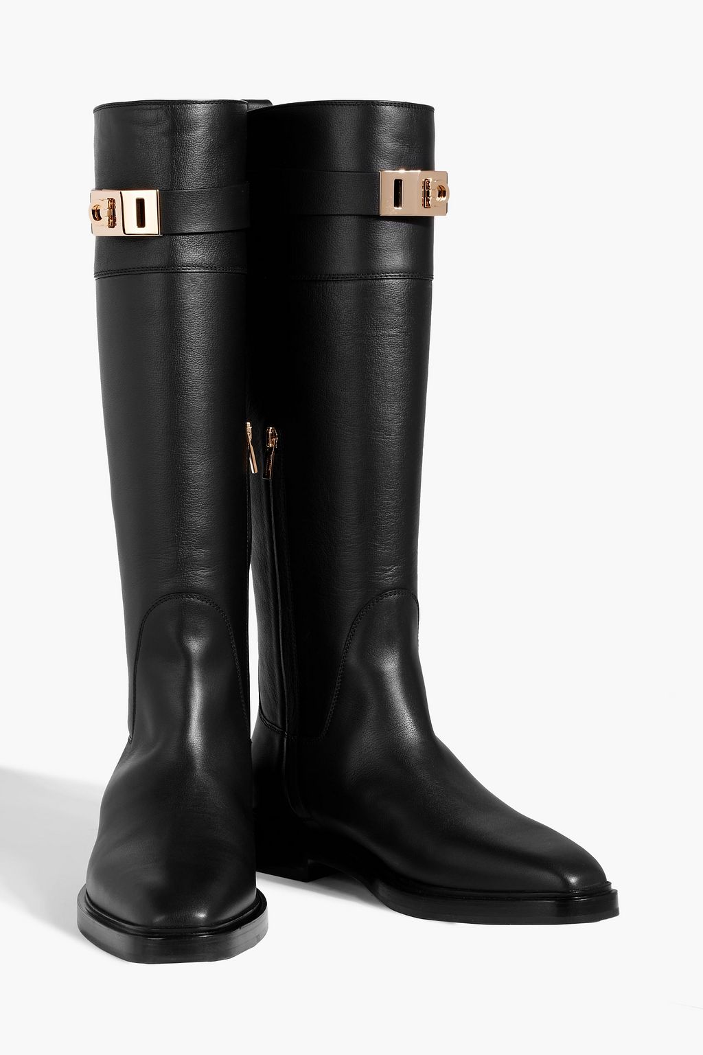 FERRAGAMO Roly buckled leather knee boots