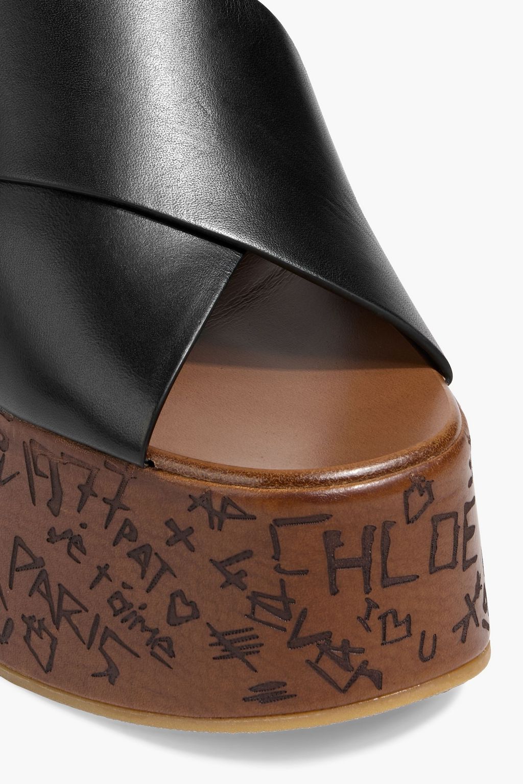 CHLOÉ Maxime leather wedge slingback sandals