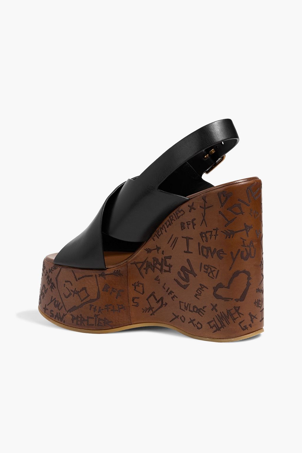 CHLOÉ Maxime leather wedge slingback sandals