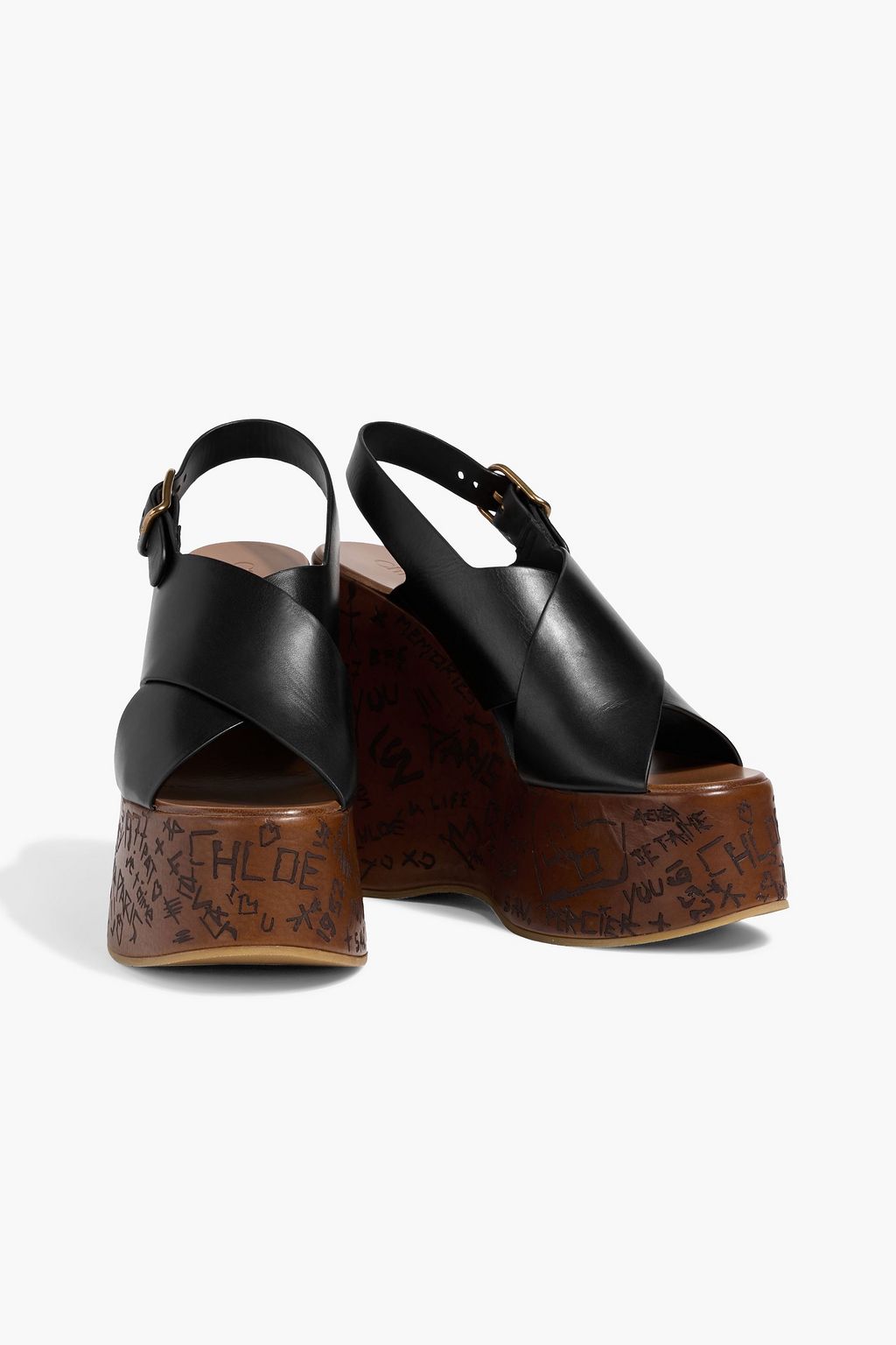 CHLOÉ Maxime leather wedge slingback sandals