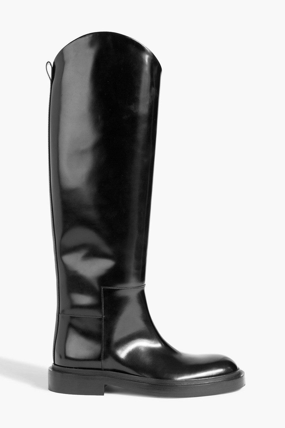 Jil Sander Glossed-leather Knee Boots In Black