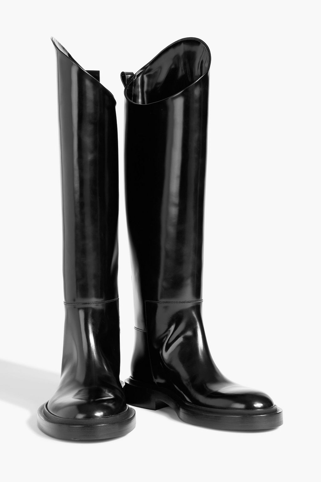 JIL SANDER Glossed-leather knee boots