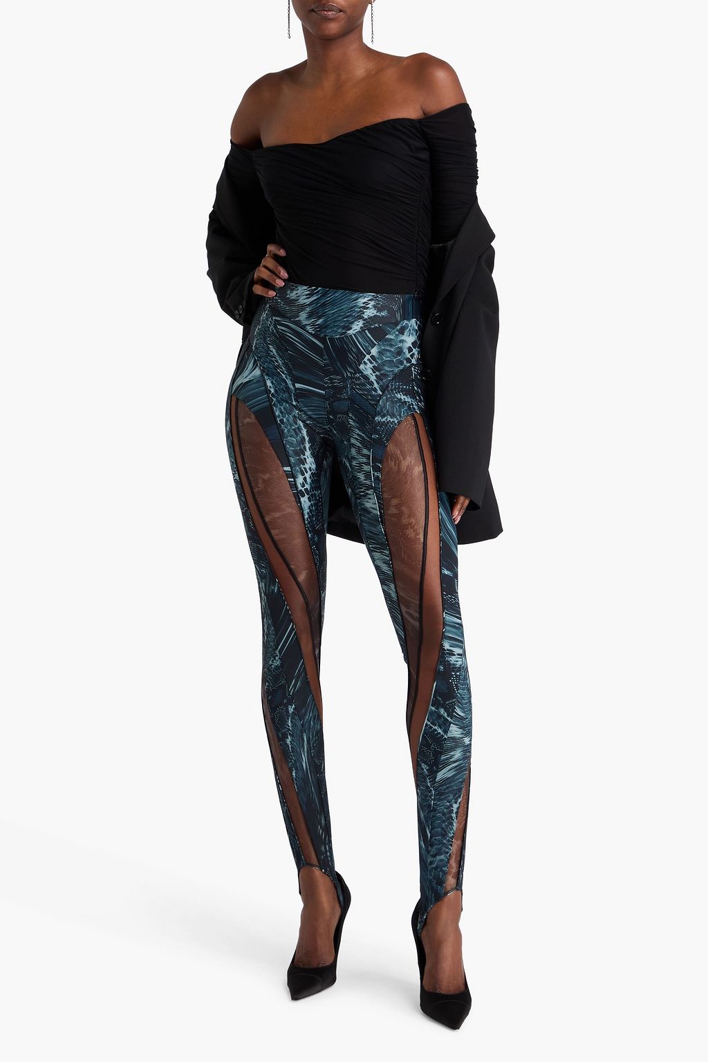 MUGLER ストレッチ トレンカ プリント入り