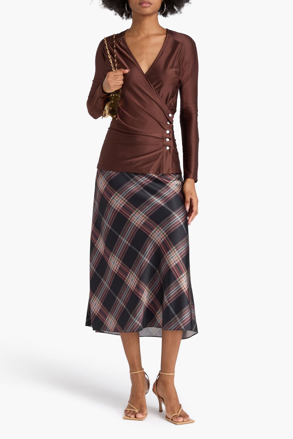 RABANNE Wickelbluse aus glänzendem Jersey