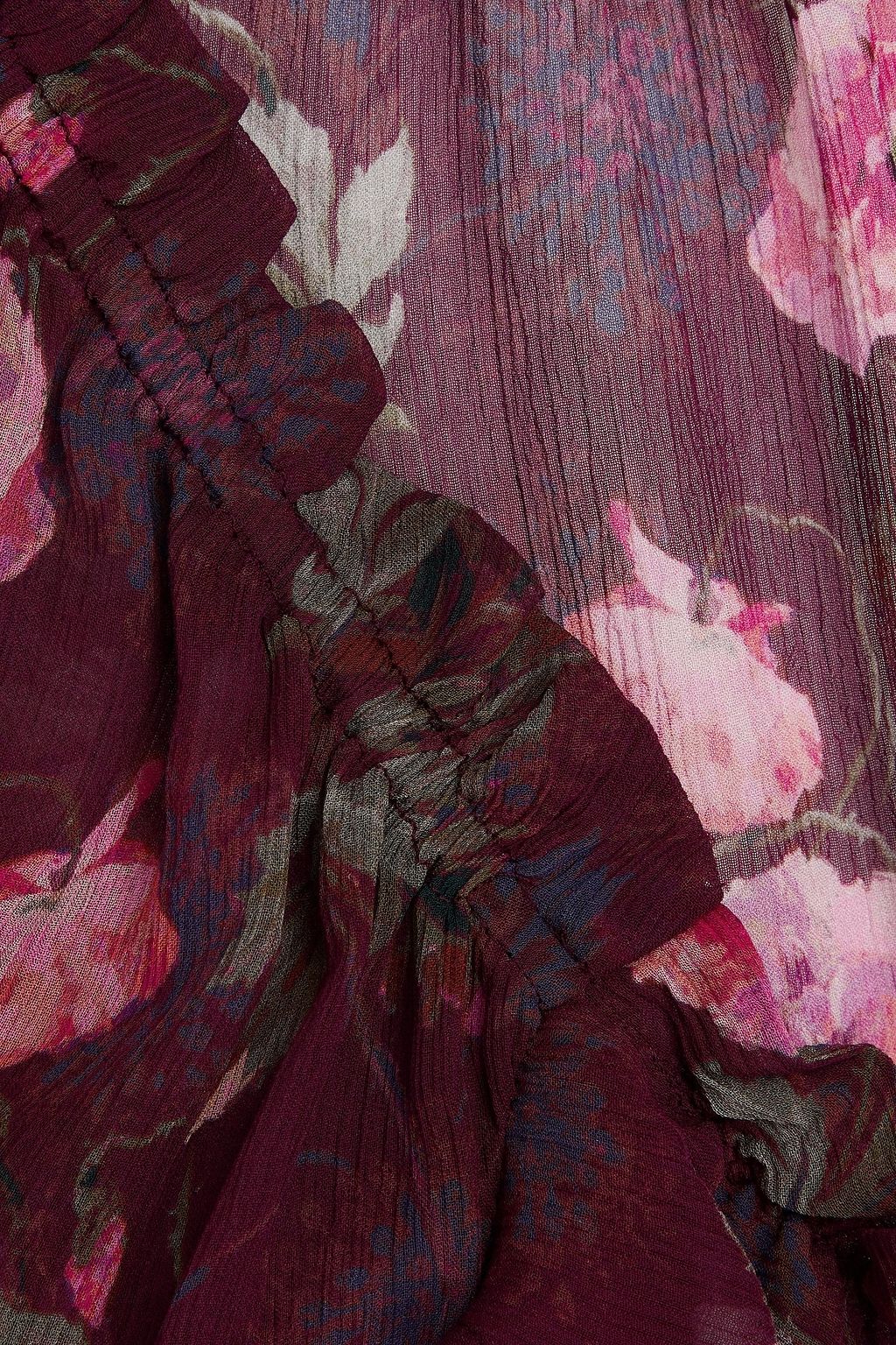 PAIGE Bluse „Lanea“ aus Seidenkrepon mit floralem Print und Rüschen