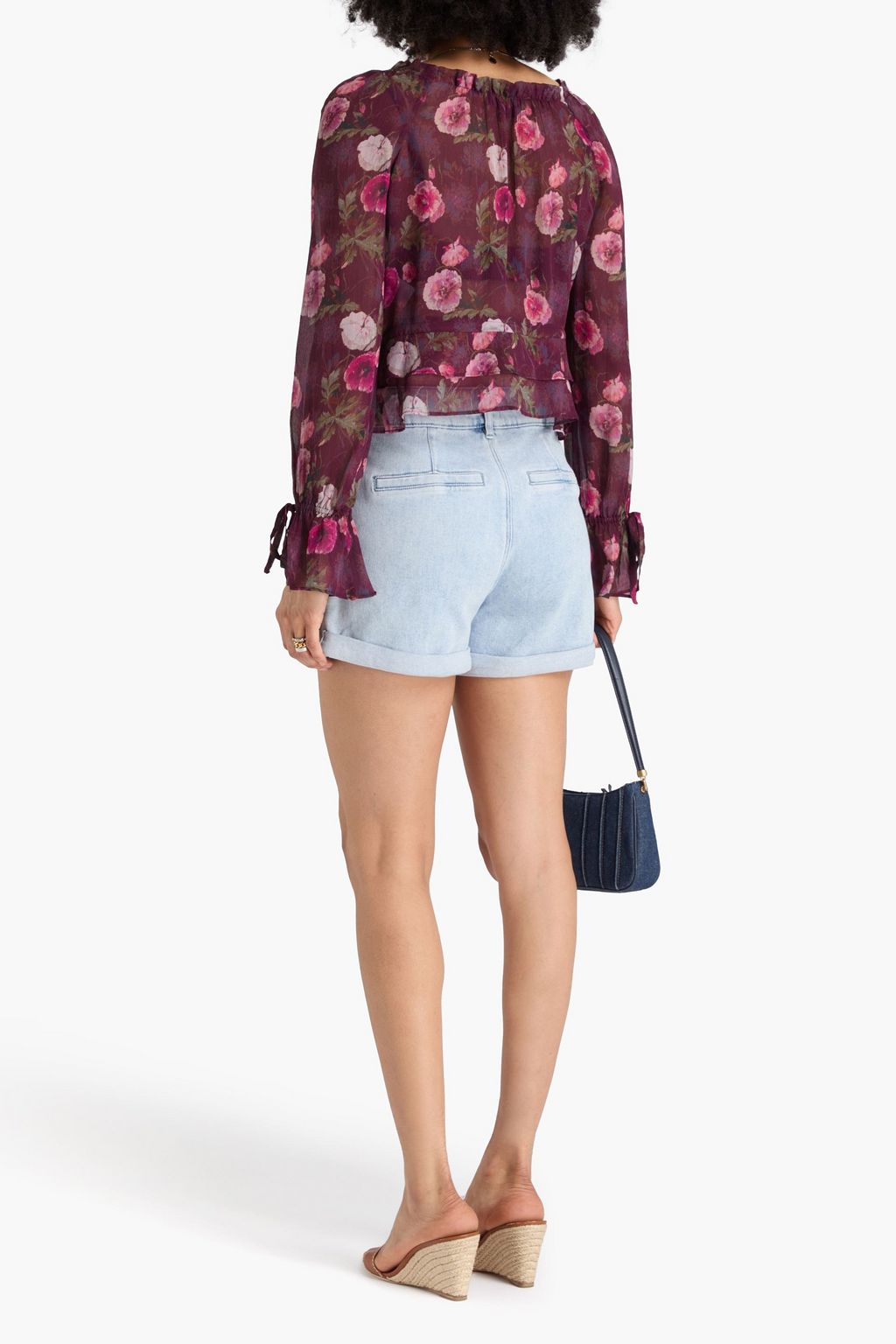 PAIGE Bluse „Lanea“ aus Seidenkrepon mit floralem Print und Rüschen