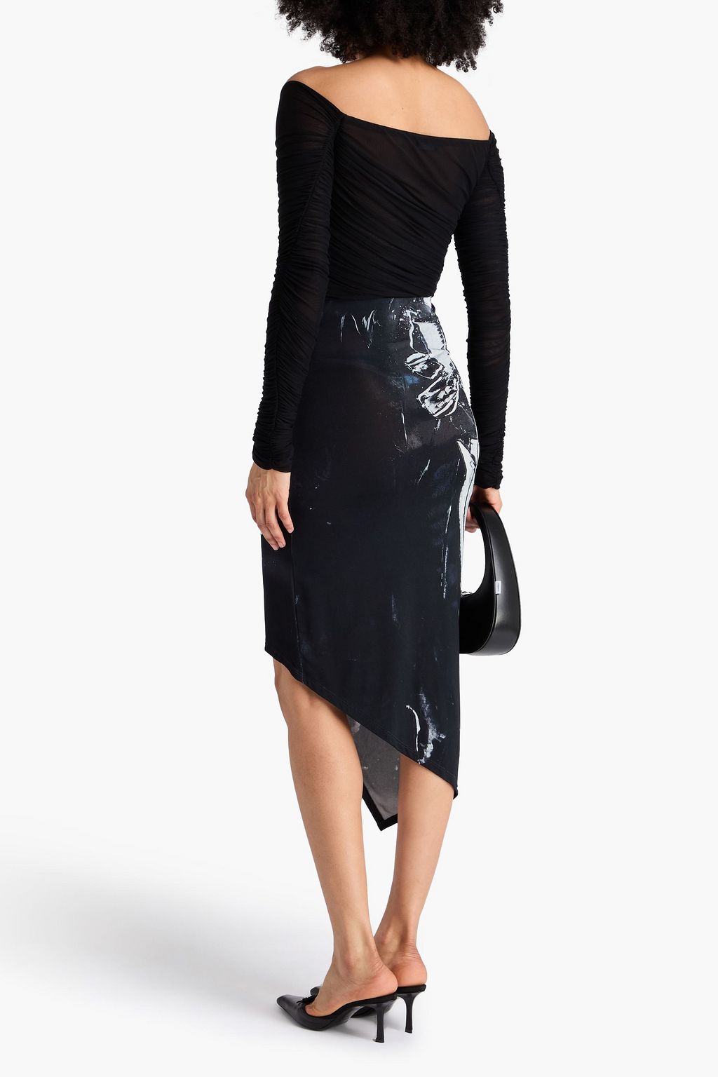 LOUISA BALLOU Wrap-effect printed stretch-jersey midi skirt
