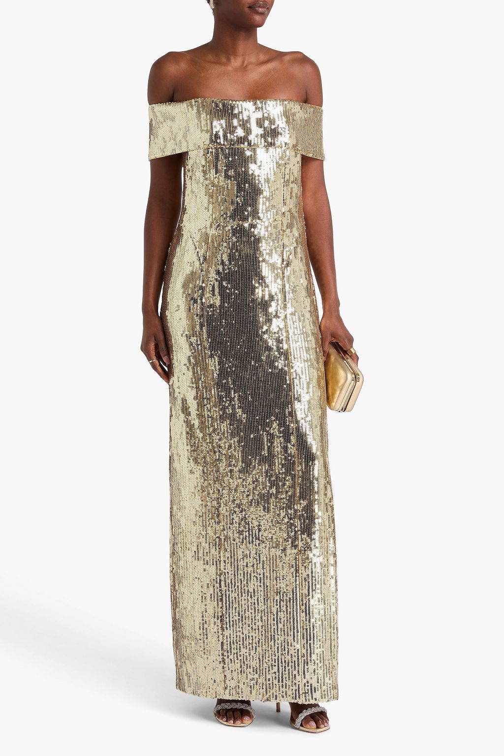 GALVAN  LONDON Off-the-shoulder sequined tulle gown
