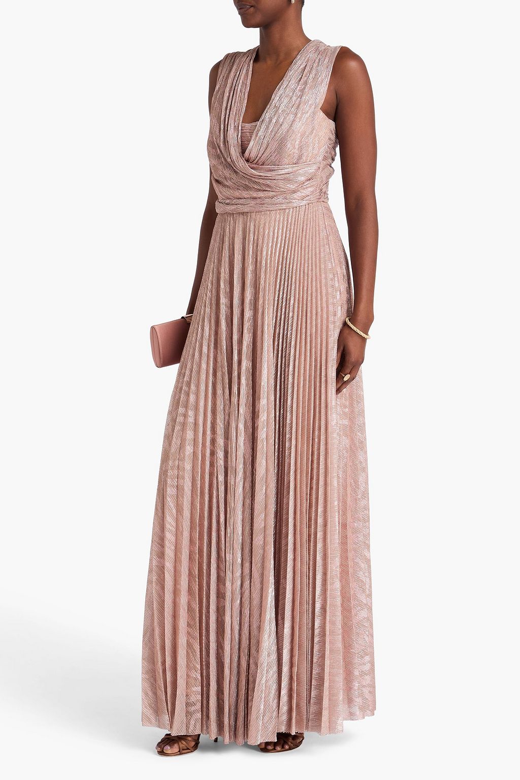 TALBOT RUNHOF Pleated lamé gown