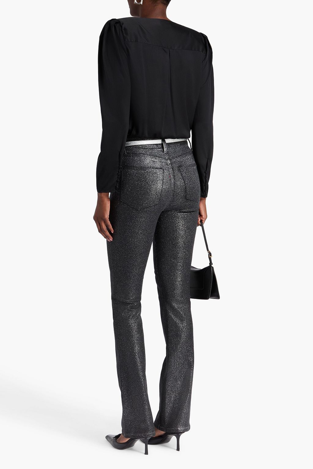 PAIGE Lou Lou glittered high-rise flared jeans