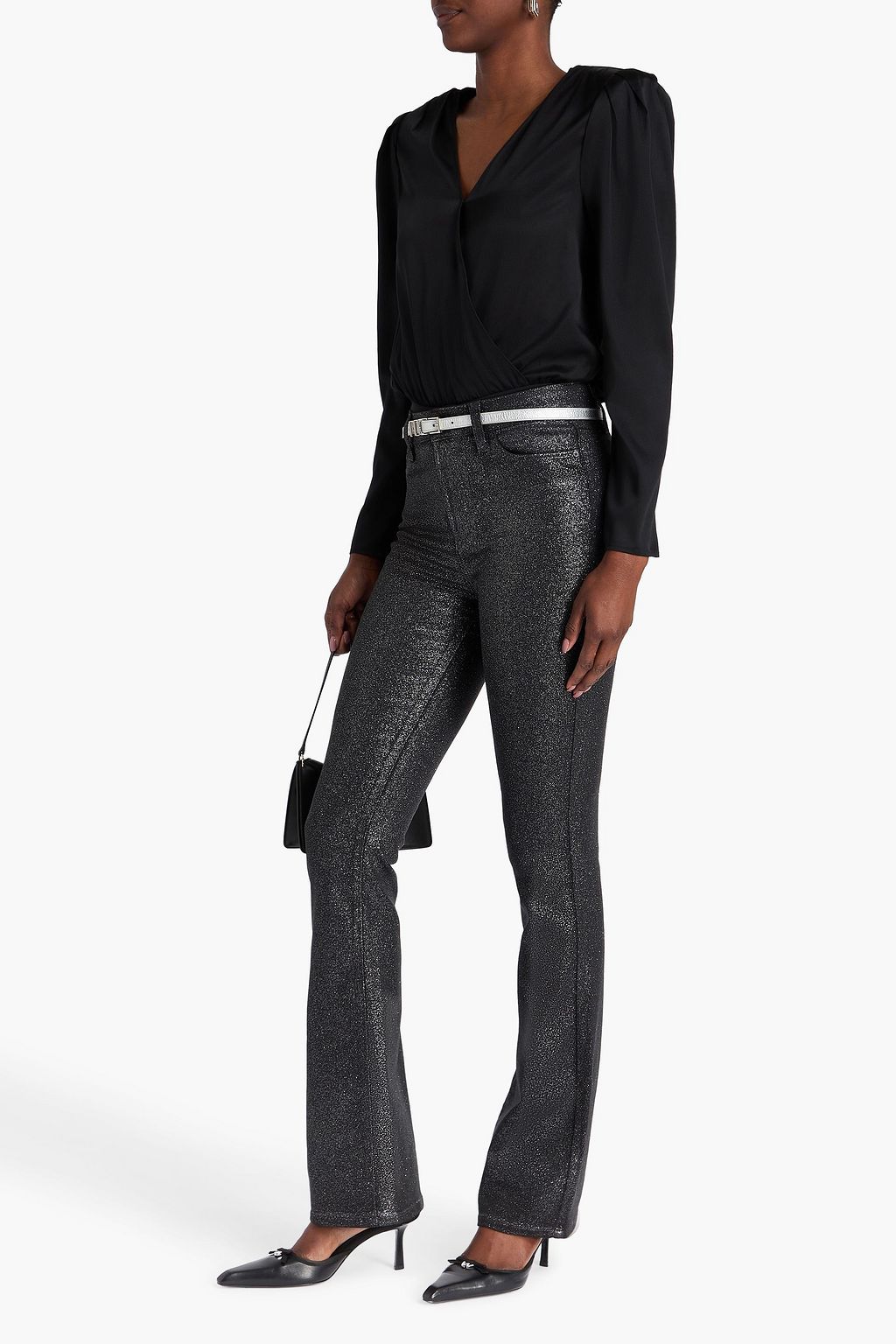PAIGE Lou Lou glittered high-rise flared jeans
