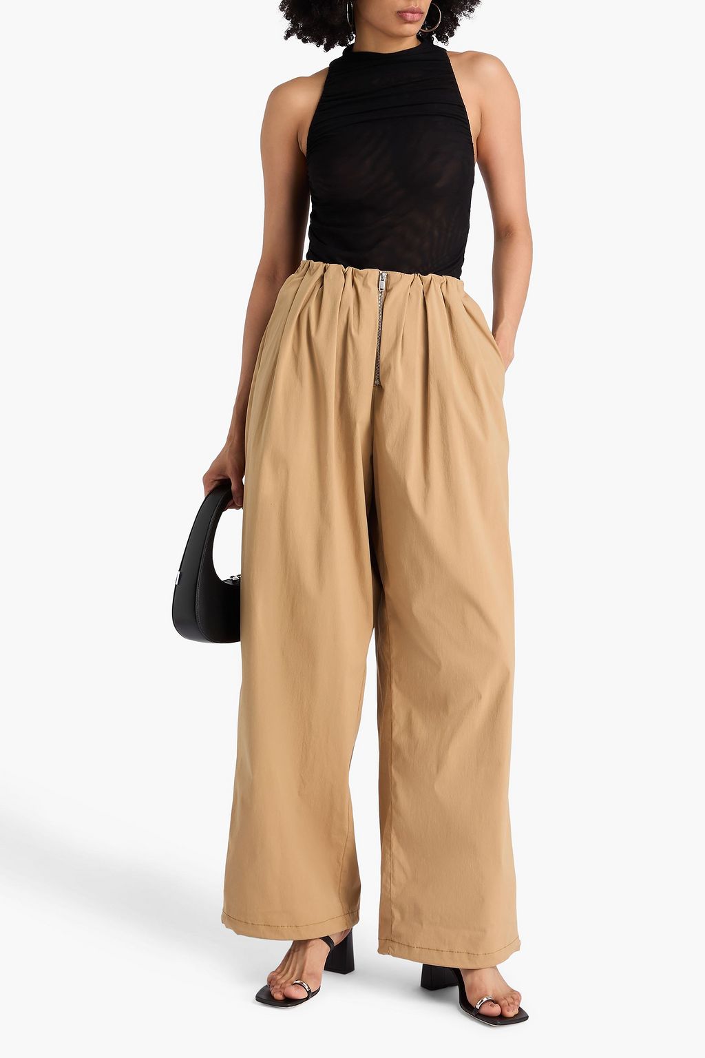 DION LEE Blouson cotton-blend poplin wide-leg pants