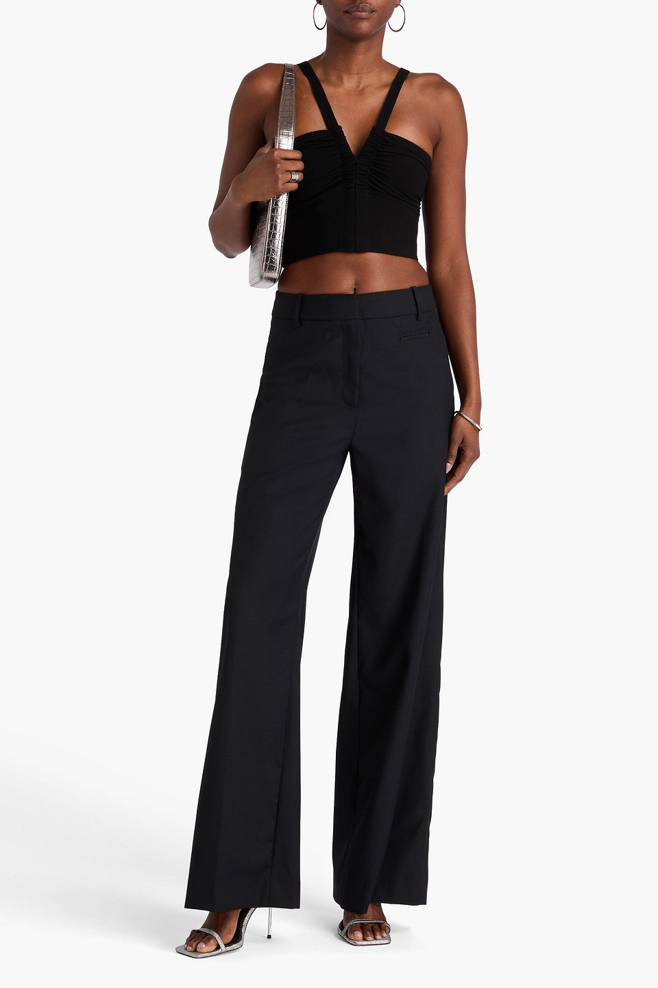  Christopher Esber - Hose „racquet“ Mit Weitem Bein Aus Twill Aus Einer Wollmischung - Schwarz - Uk 12 