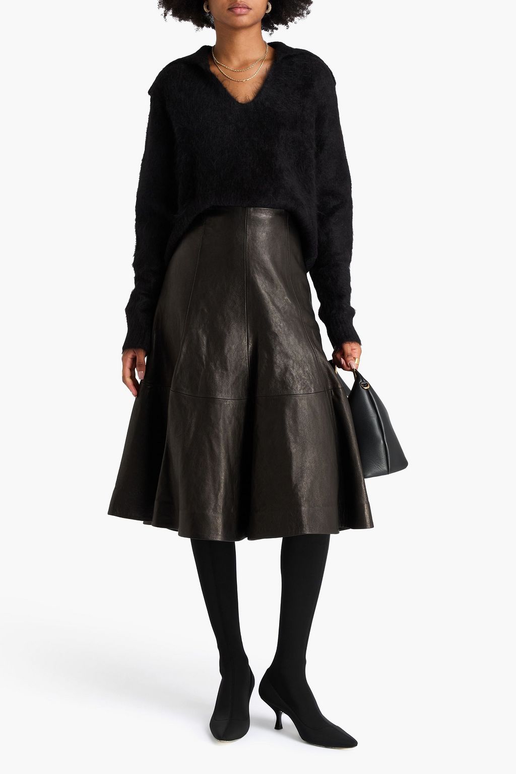 KHAITE Lennox leather midi skirt