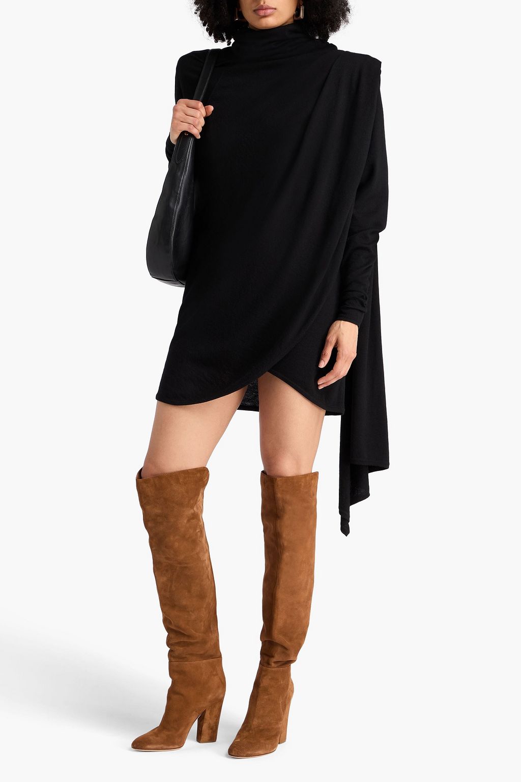 SAINT LAURENT ウール ミニワンピース ドレープ入り