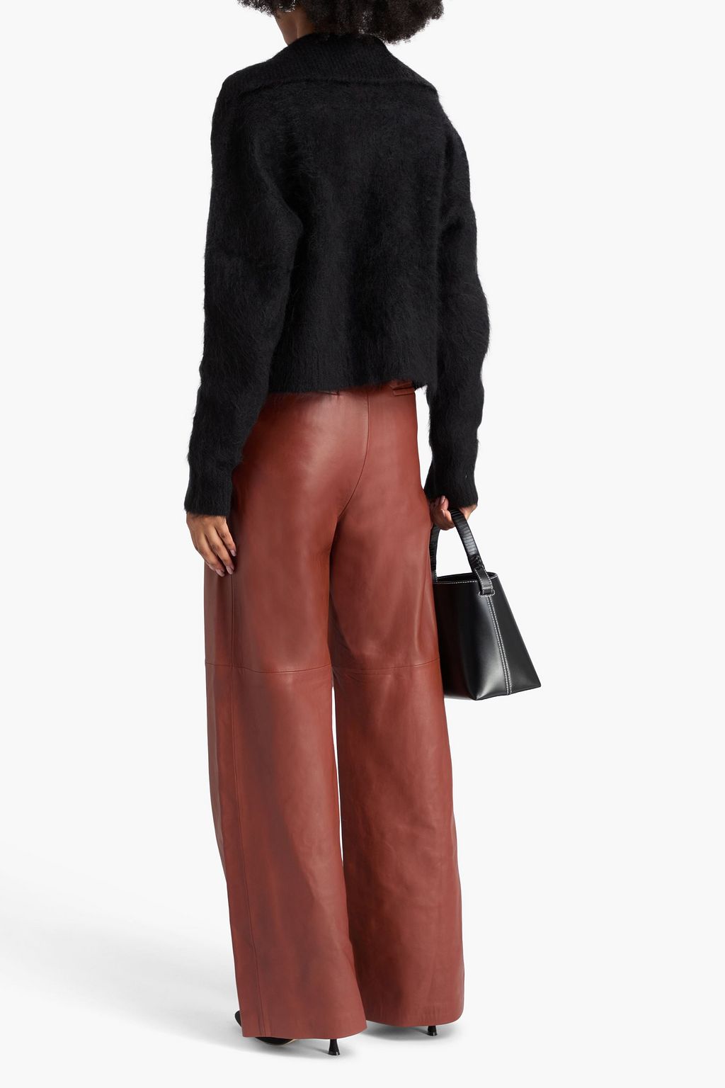 YVES SALOMON レザー ワイドレッグパンツ