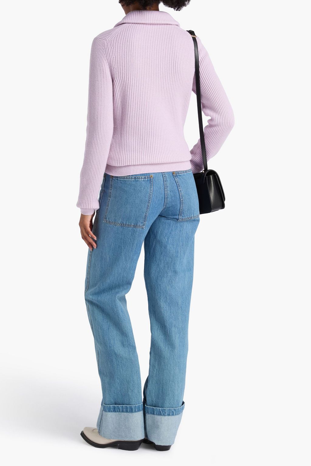 VICTORIA BECKHAM Ribbed cashmere-blend polo sweater