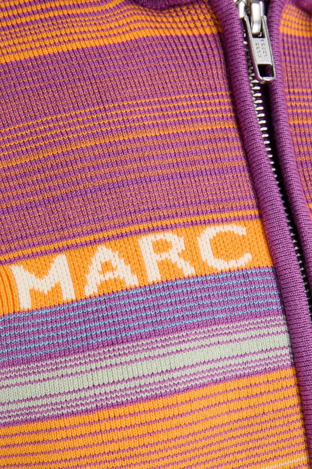 MARC JACOBS Cropped striped intarsia cotton-blend hooded cardigan