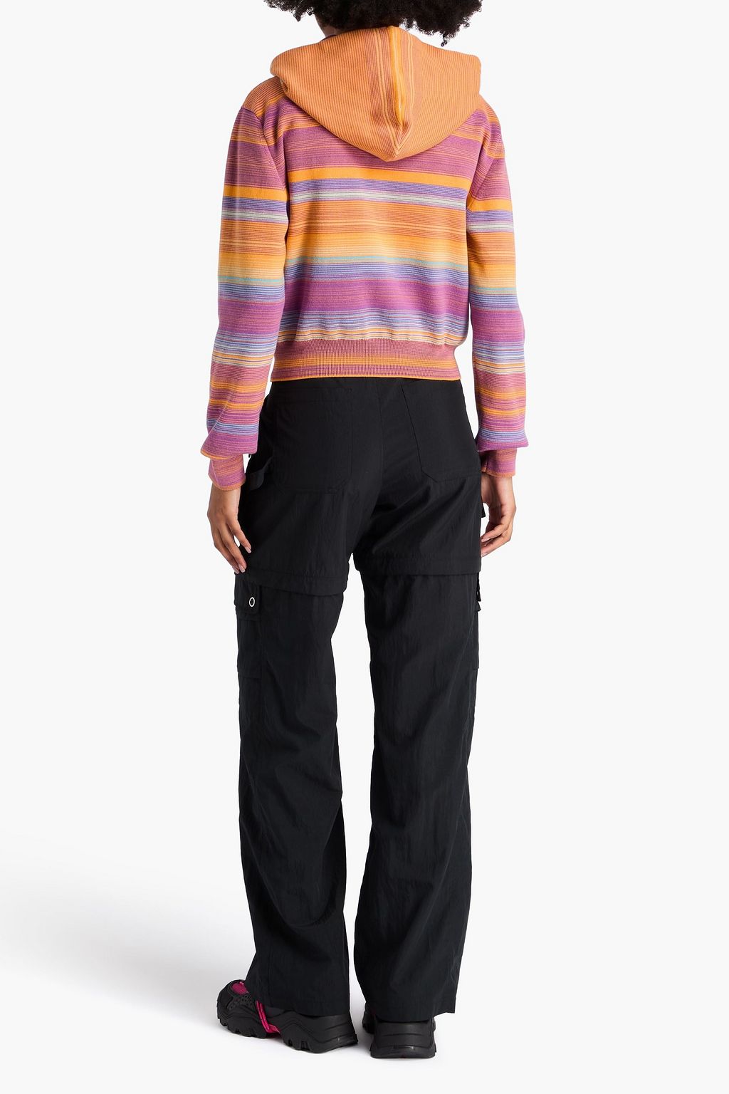 MARC JACOBS Cropped striped intarsia cotton-blend hooded cardigan