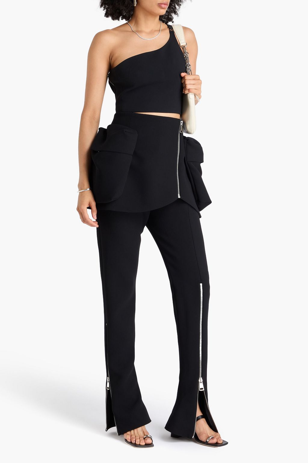 A.W.A.K.E. MODE Skirt-effect crepe flared pants
