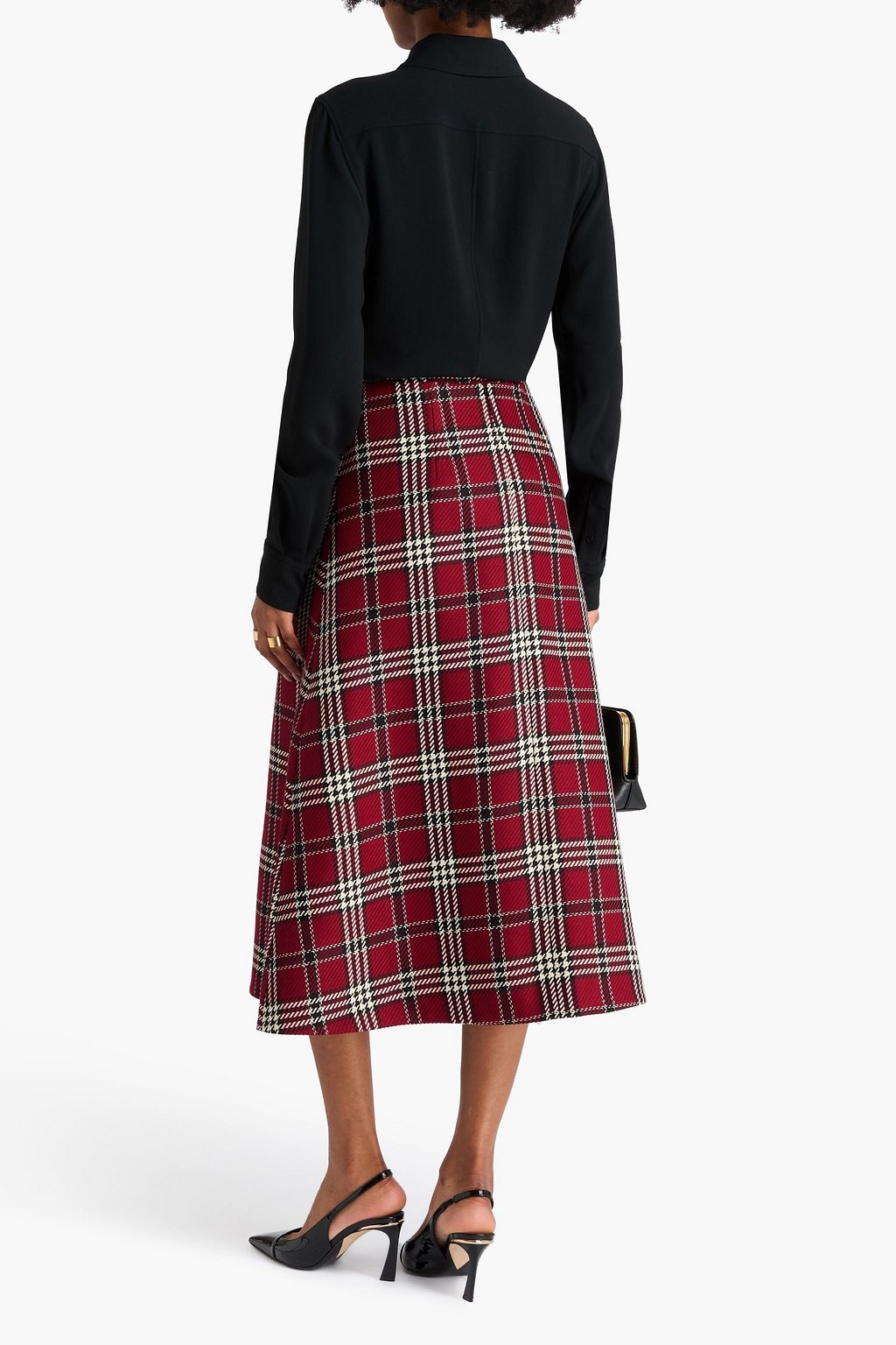 EMILIA WICKSTEAD Karierter Midirock aus einer Wollmischung