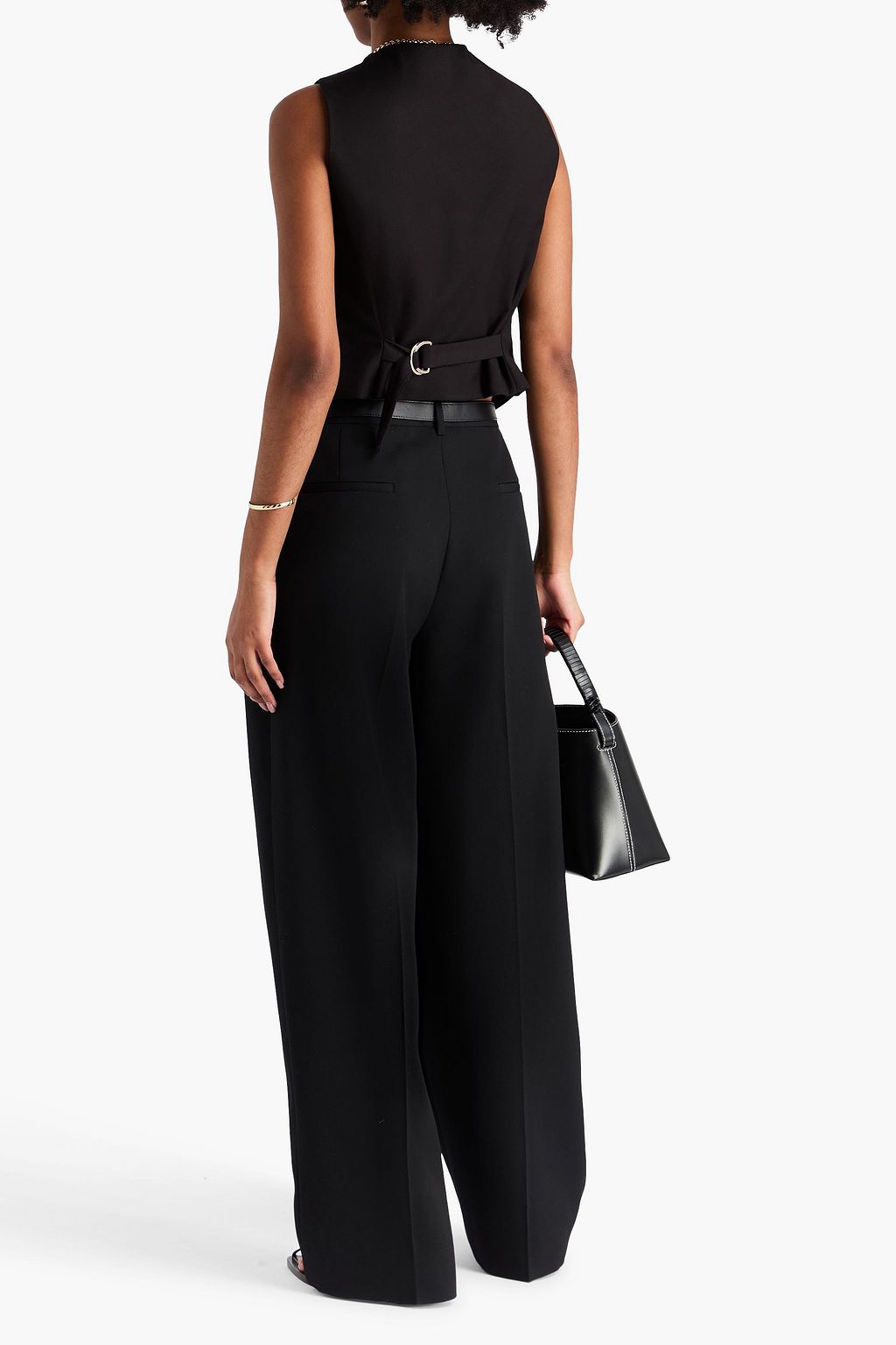JIL SANDER 울 트윌 벨티드 와이드 레그 팬츠
