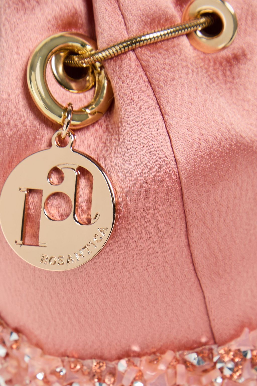 ROSANTICA Baia サテン バケットバッグ クリスタル付き