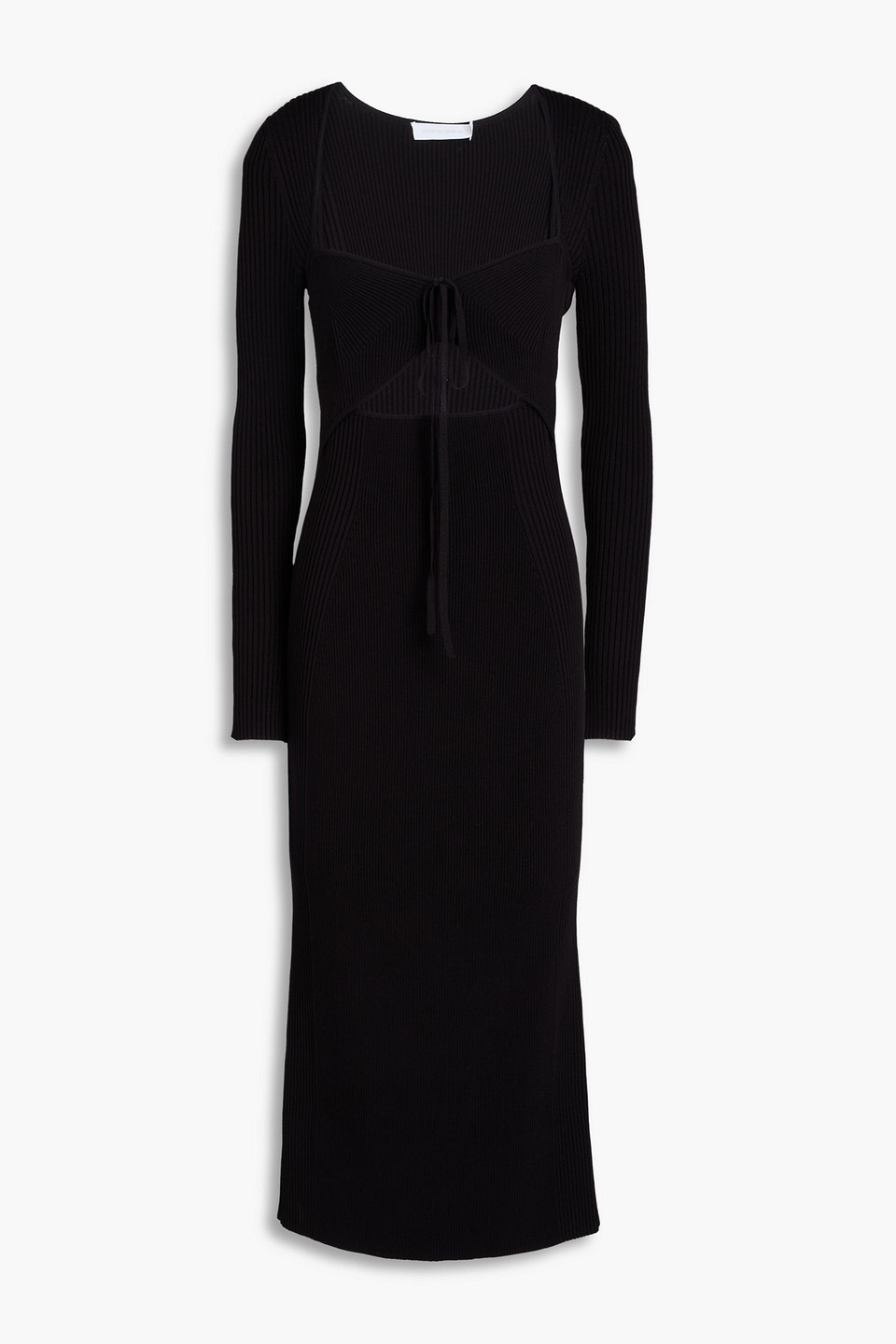 SIMKHAI DANIKA CUTOUT RIBBED-KNIT MIDI DRESS
