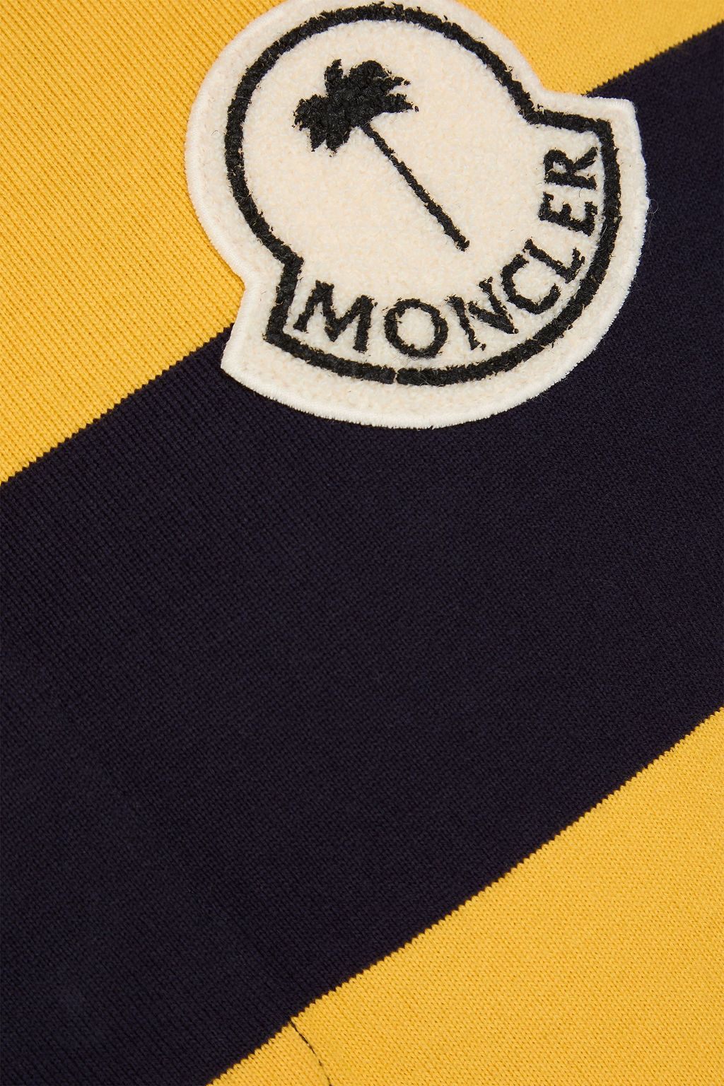 8 MONCLER PALM ANGELS Appliquéd striped cotton-jersey polo shirt