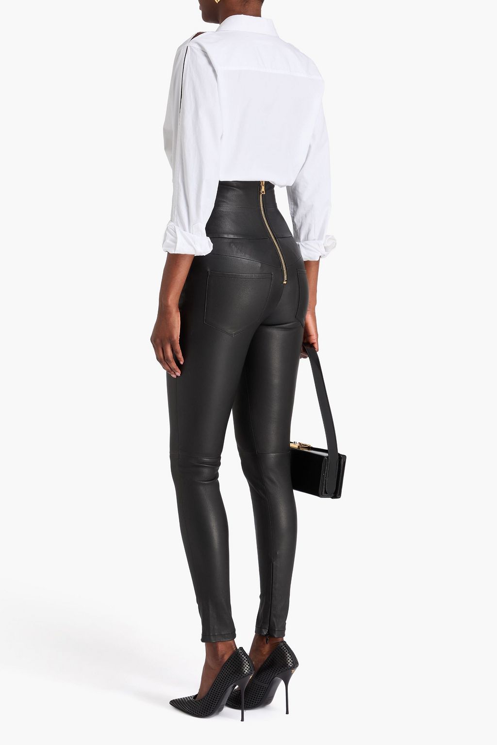 BALMAIN レザー スキニーパンツ