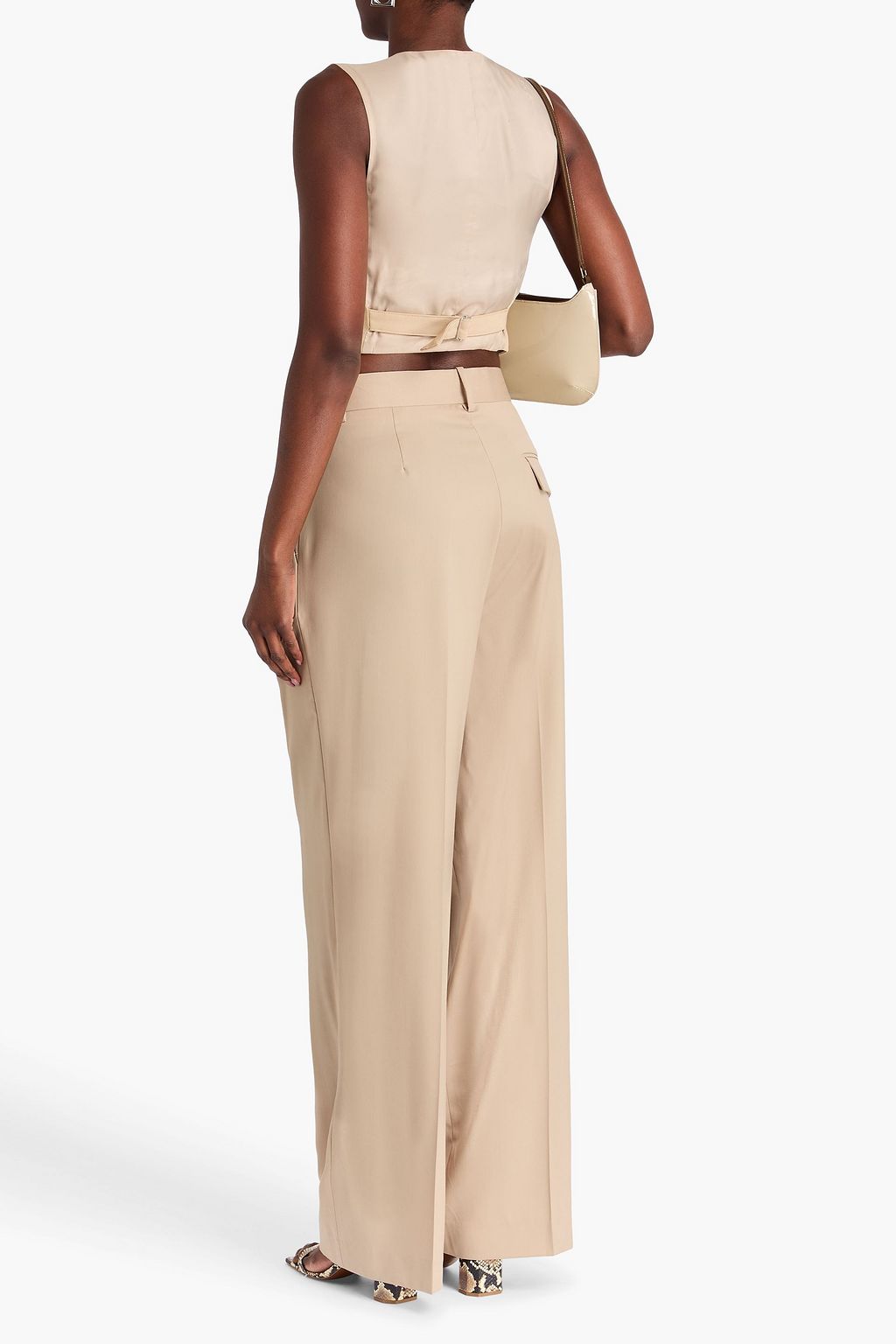 RÓHE Hose mit weitem Bein aus Woll-Twill mit Falten