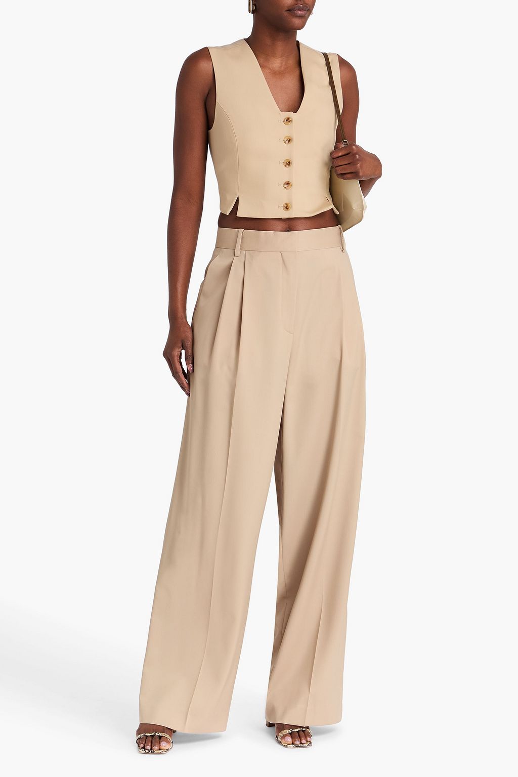 RÓHE Hose mit weitem Bein aus Woll-Twill mit Falten