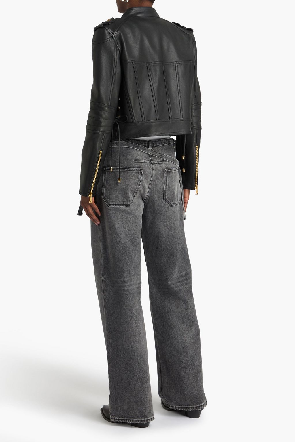 BALMAIN レザー ライダースジャケット レースアップ
